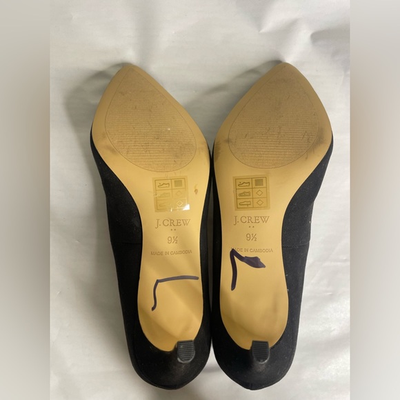J Crew Women's Pumps Size 9.5  Black 3” Heel Vegan Suede - Picture 5 of 6